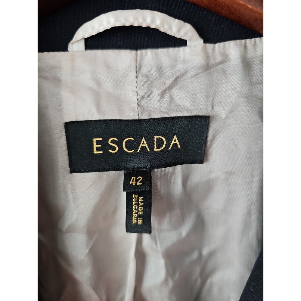 Escada Navy Blue Double Breasted BEVEN Viscose Blend Blazer Size 42 YJ01 - Picture 4 of 9